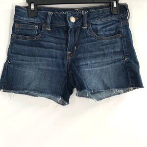 AMERICAN EAGLE Denim Jean Shorts Cutoff Stretch Denim 2 Women Raw Hem Distressed